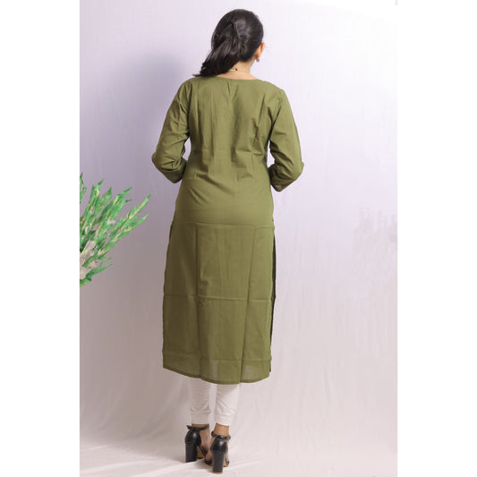 Mehndi Green Embroidered Kurti