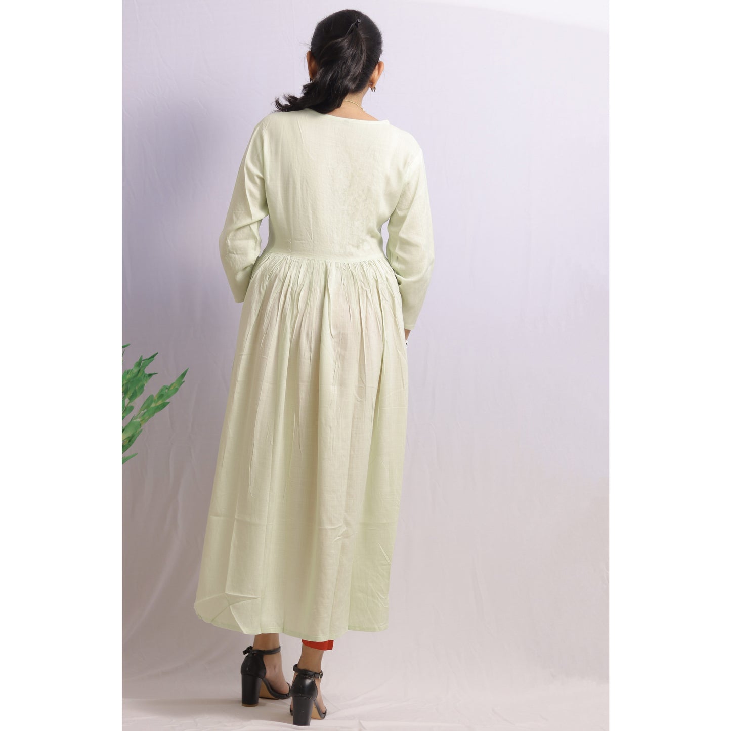 Pista Green Embroidered Kurti