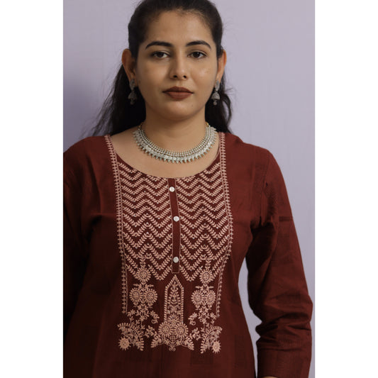Maroon Embroidered Kurti
