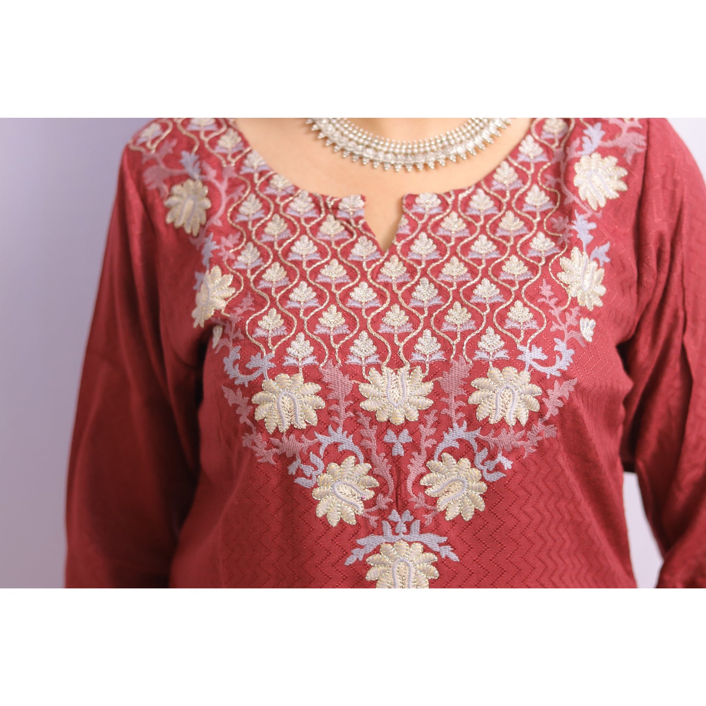 Magenta Embroidered Kurti