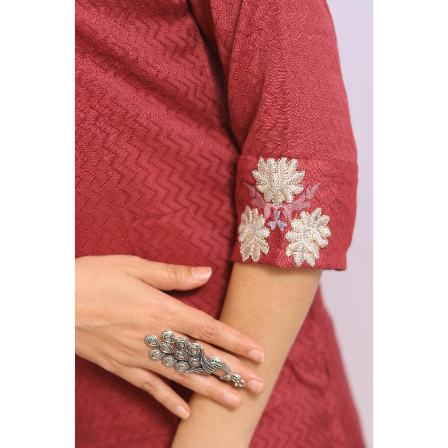 Magenta Embroidered Kurti