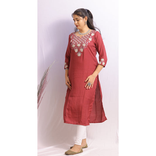 Magenta Embroidered Kurti