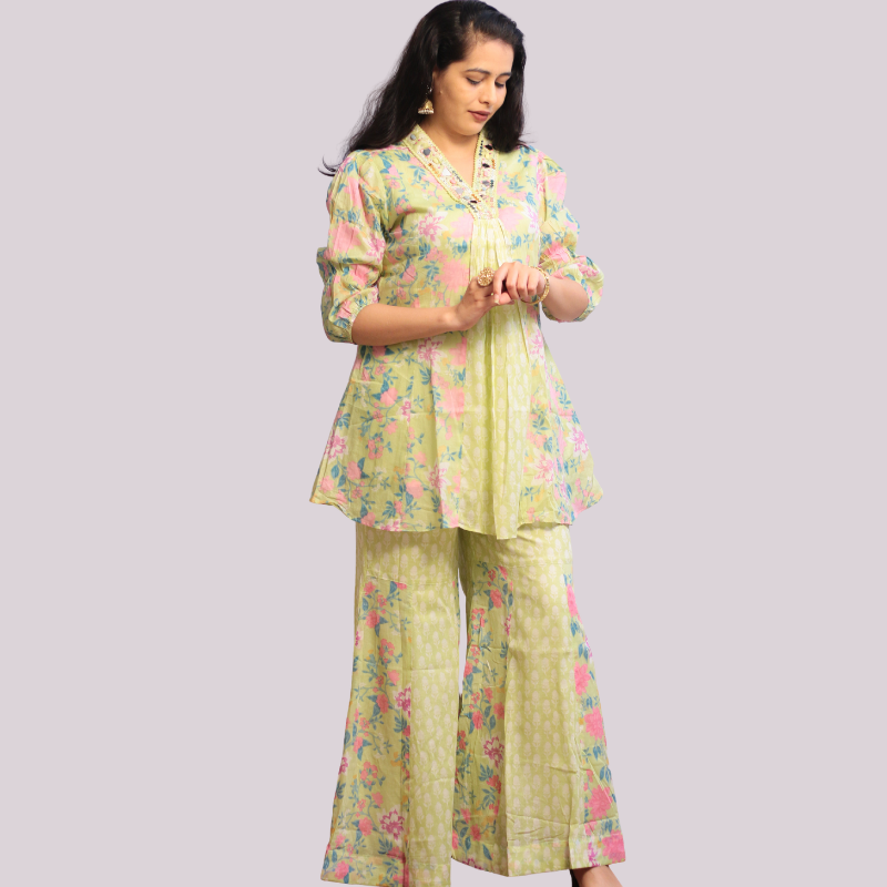 Embroidered Kurti Pant Set