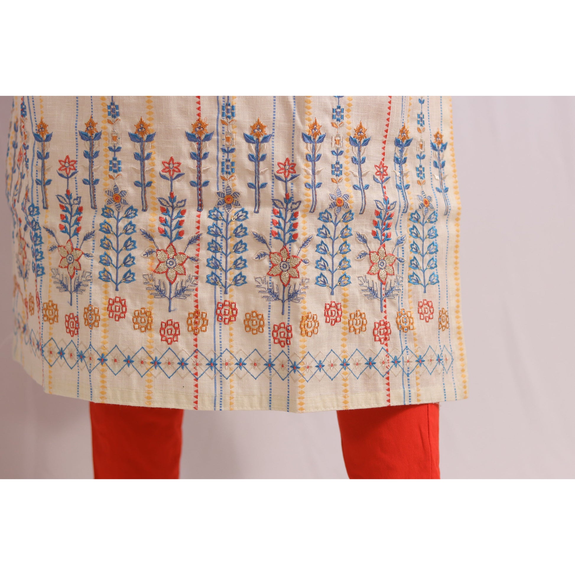 Beige Embroidered Kurti