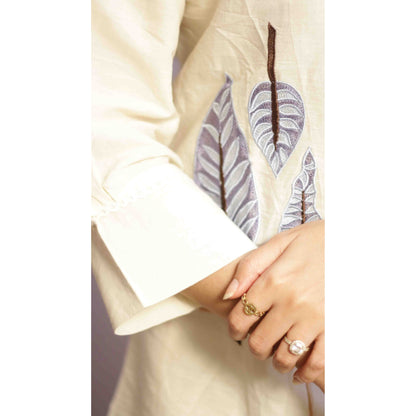 Gungun Beige Embroidered Co-ord Set