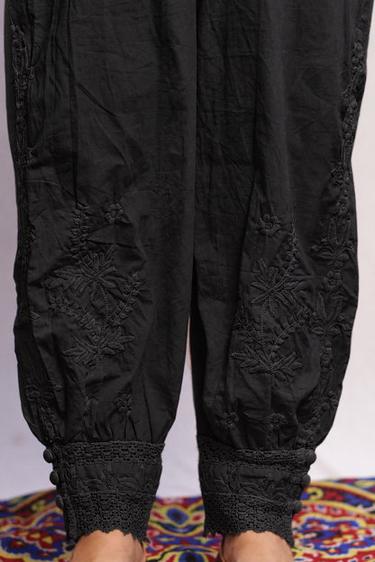 Embroidered Black Afghani Pant