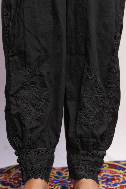 Embroidered Black Afghani Pant