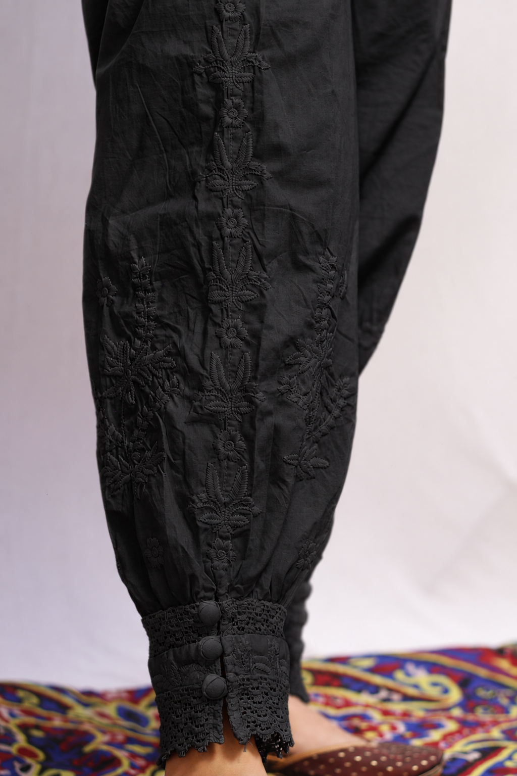 Embroidered Black Afghani Pant