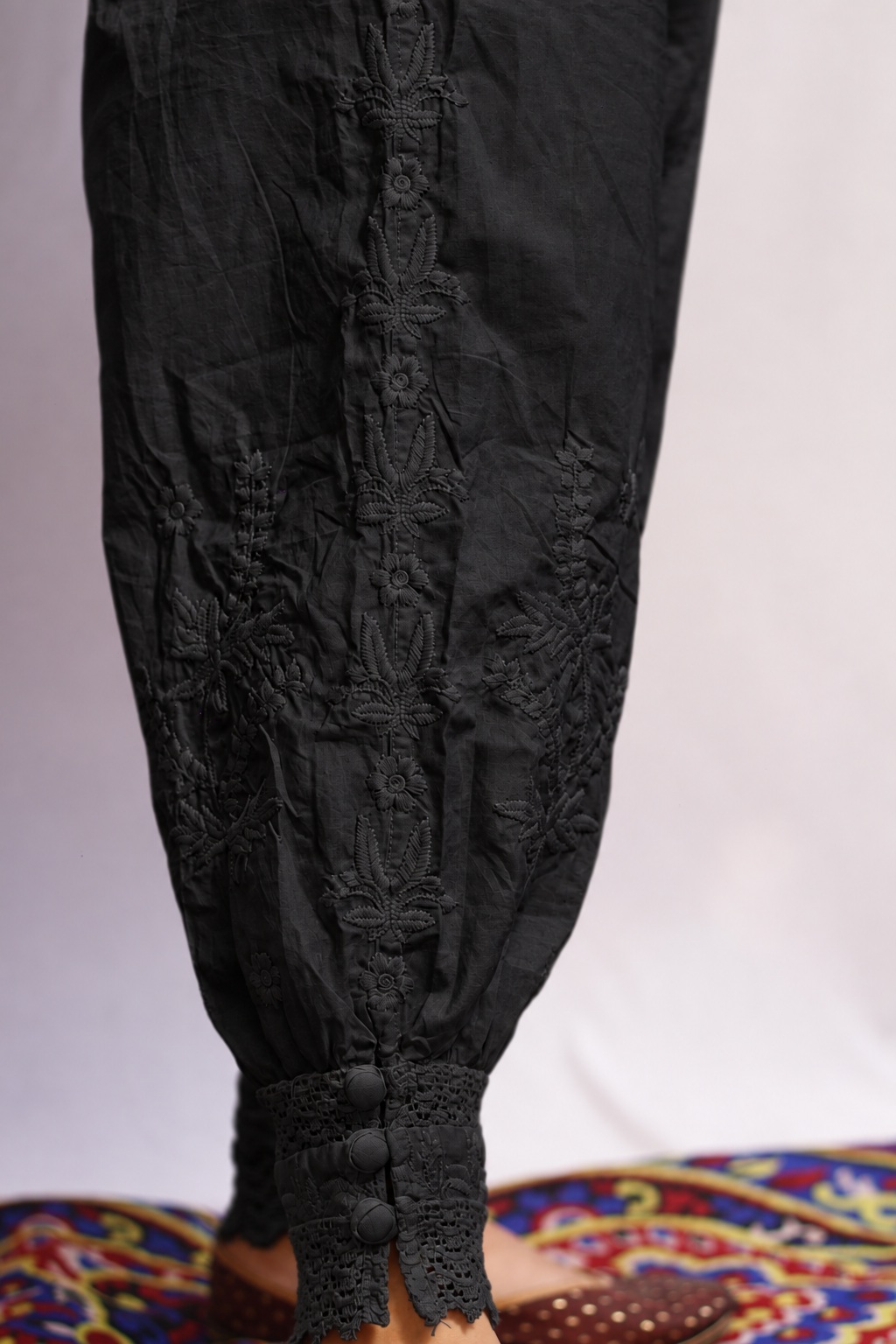 Embroidered Black Afghani Pant