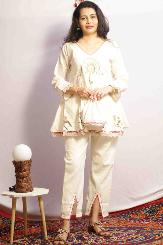 Peplum Beige Co-ord Set