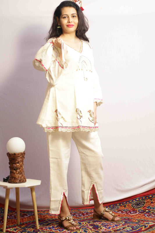 Peplum Beige Co-ord Set
