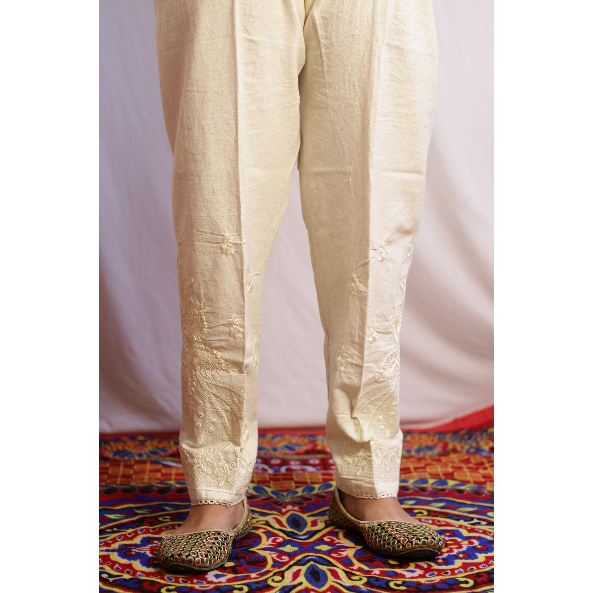 Beige Kashmiri Embroidery Pant