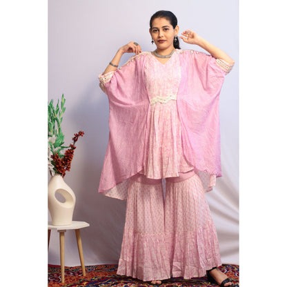 Kaftan Mauve Embroidered Gharara Set