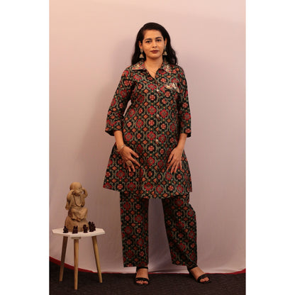 Janki Bottle Green Embroidered Co-ord Set