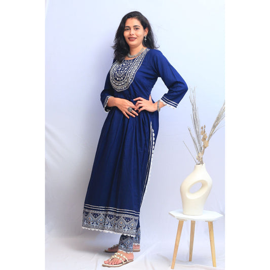 Navy Blue Kurti Pant Set
