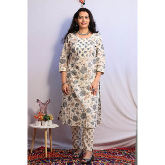 Jivika Off-White Kurti Pant Set