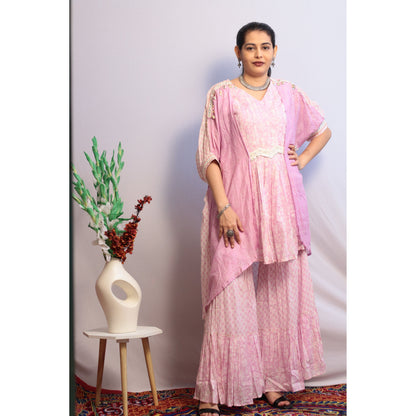 Kaftan Mauve Embroidered Gharara Set