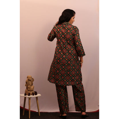 Janki Bottle Green Embroidered Co-ord Set