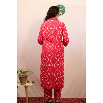 Raima Hot Pink Embroidered Kurti Pant Set