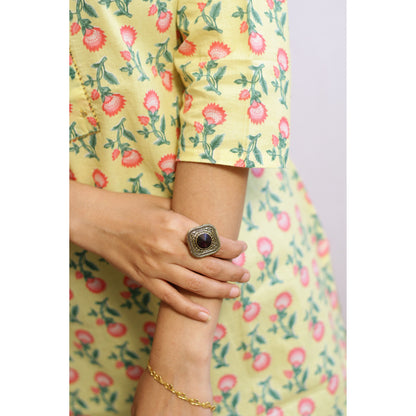 Yellow Short Embroidered Kurti
