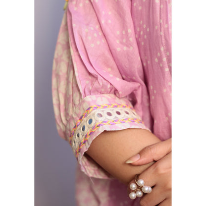 Kaftan Mauve Embroidered Gharara Set