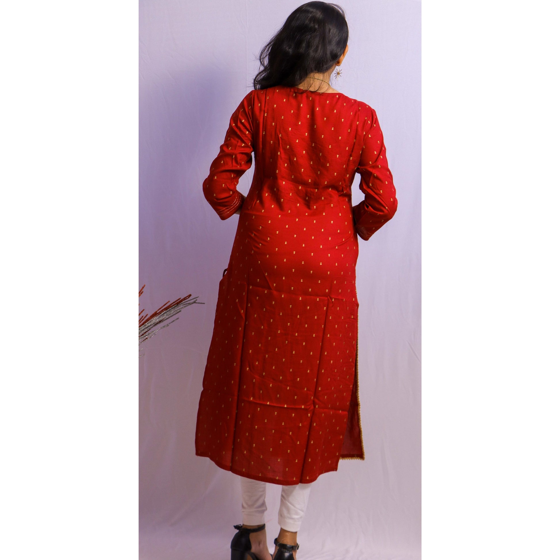 Maroon Embroidered Kurti