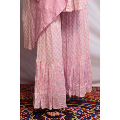 Kaftan Mauve Embroidered Gharara Set