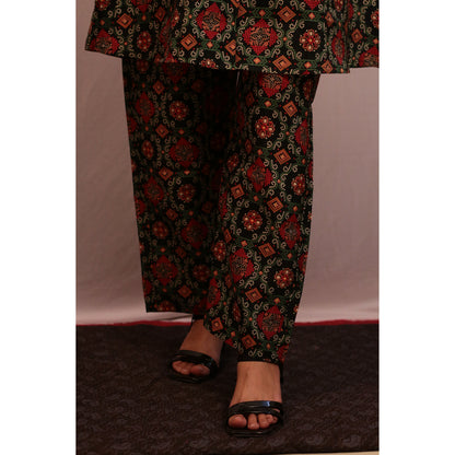 Janki Bottle Green Embroidered Co-ord Set