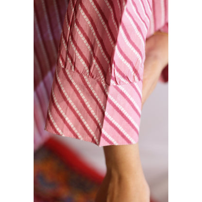 Pink Stripped Embroidered Kurti 