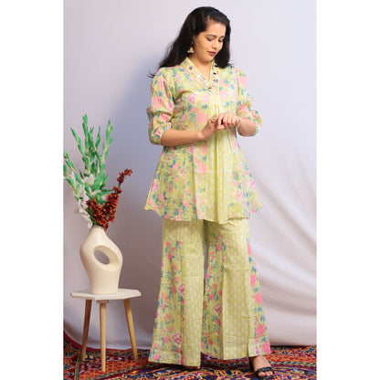 Zubeida Pastel Green Embroidered Gharara Set