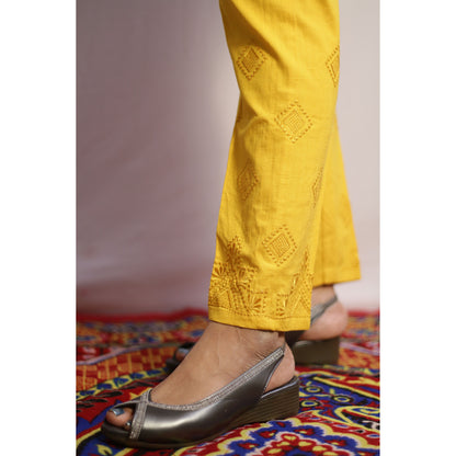 Mustard Yellow Embroidered Pant