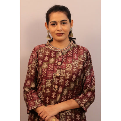 Saachi Magenta Embroidered Co-ord Set