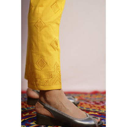 Mustard Yellow Embroidered Pant