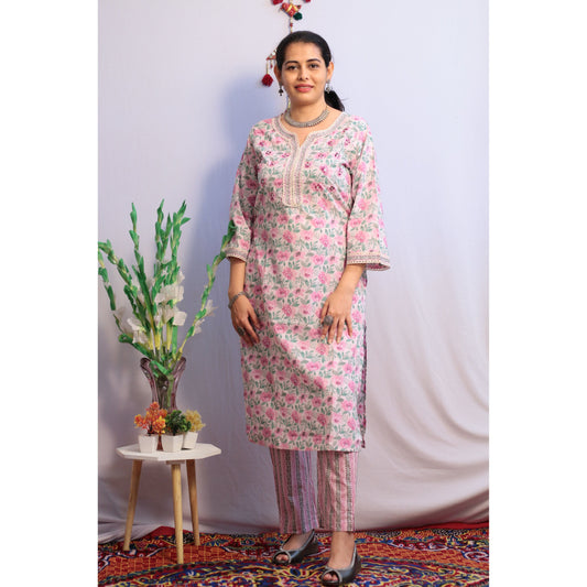 Charul Pastel Pink Kurti Pant
