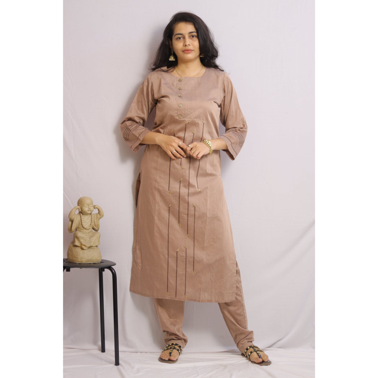 Pastel Brown Kurti Pant Set