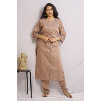 Pastel Brown Kurti Pant Set