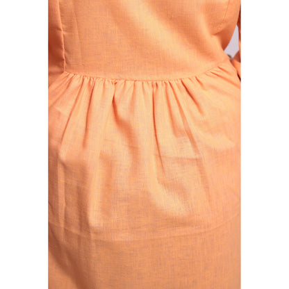 Peach Embroidered Short Kurti