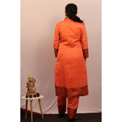 Yaami Orange Embroidered Co-ord Set