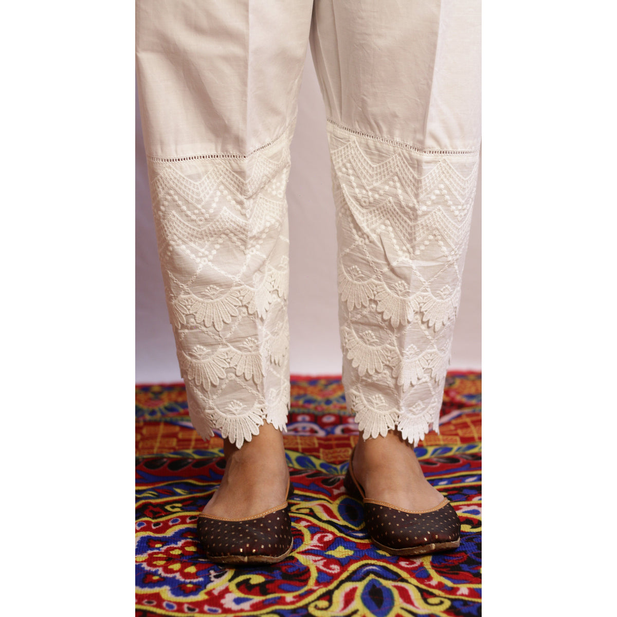 White Lace Work Pant