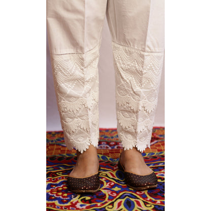 White Lace Work Pant