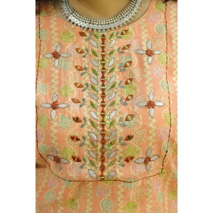 Pari Peach Embroidered Kurti Pant Set