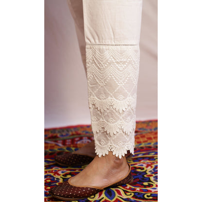 White Lace Work Pant