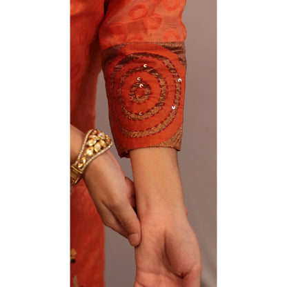 Yaami Orange Embroidered Co-ord Set