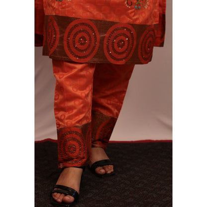 Yaami Orange Embroidered Co-ord Set