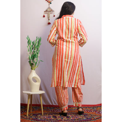 Kavya Peach Embroidered Kurti Pant Set