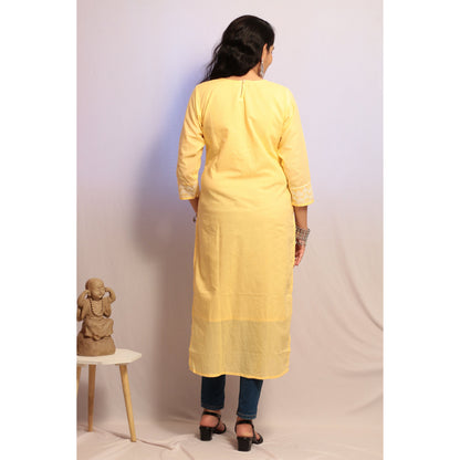 Light Yellow Embroidered Kurti