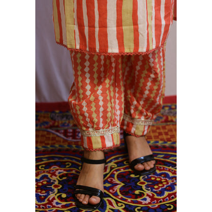Kavya Peach Embroidered Kurti Pant Set