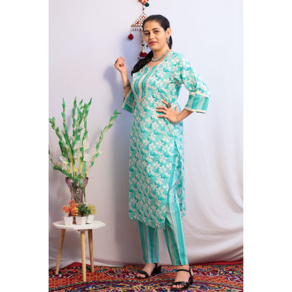 Niti Teal Blue Kurti Pant Set