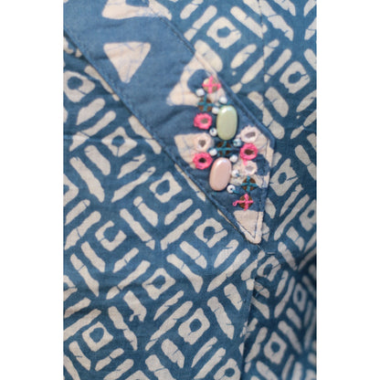 Inaaki Blue Embroidered Kurti Pant Set