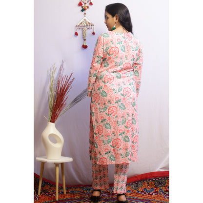 Komal Pink Embroidered Kurti Pant Set